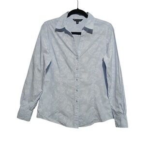 Brooks Brothers Button Down Shirt Size 10‎ Blue White Paisley Print Cotton